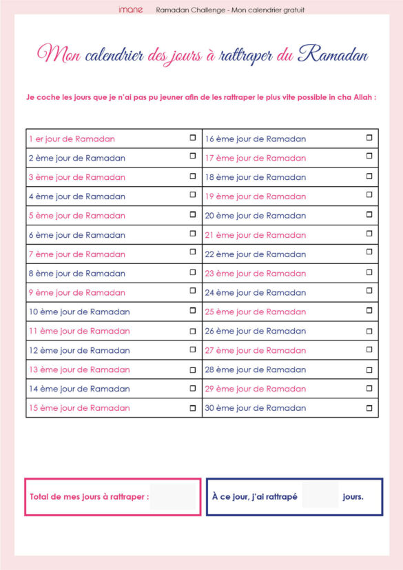 Mon planning Lecture du Coran pour Ramadan Imane Magazine